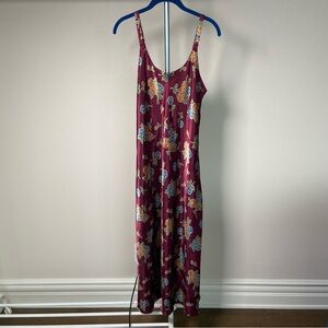 Vintage Maxi Floral Satin Slip Dress